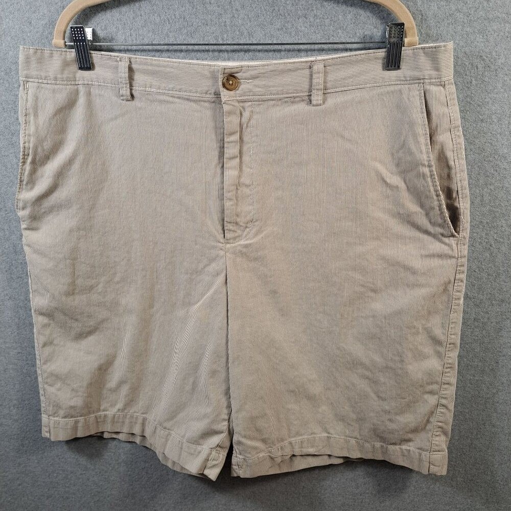 Banana Republic Men 38-40"x10" Shorts Tan Beige White Striped 100% Cotton Summer